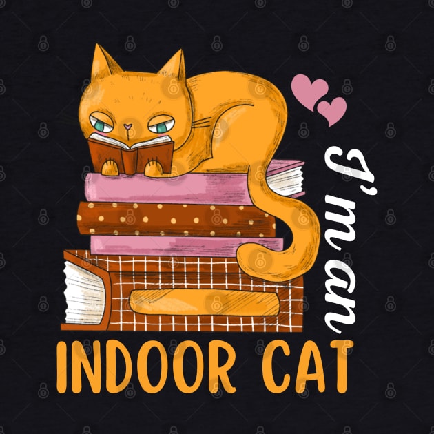 I'm an Indoor Cat Reading Books by Illustradise